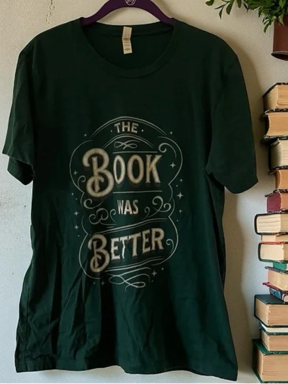 🌹The Book Was Better Men's Dark Green Graphic Tee